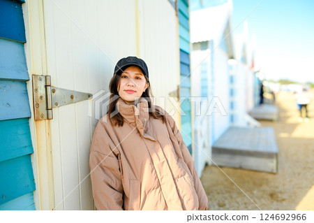 Melbourne, Victoria, Australia - Beautiful Asian girl at Brighton Beach, Melbourne, Australia 124692966