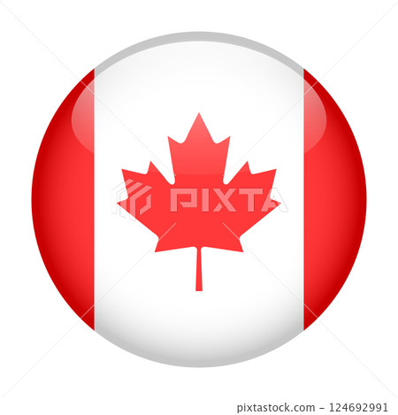 flag of Canada, button round glossy icon 124692991