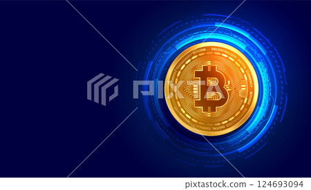 cryptocurrency bitcoin golden coin with digital circuit lines background cryptocurrency bitcoin golden coin with digital circuit lines background 124693094
