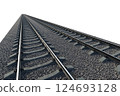 Industrial freight train on railway rails on white background 124693128