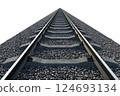 Industrial freight train on railway rails on white background 124693134