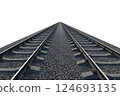 Industrial freight train on railway rails on white background 124693135