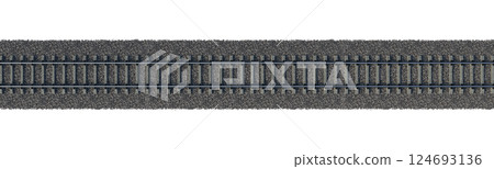 Industrial freight train on railway rails on white background Industrial freight train on railway rails on white background 124693136