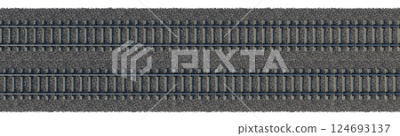 Industrial freight train on railway rails on white background 124693137