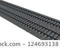 Industrial freight train on railway rails on white background 124693138