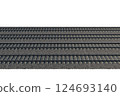 Industrial freight train on railway rails on white background 124693140