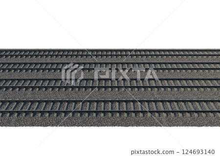 Industrial freight train on railway rails on white background Industrial freight train on railway rails on white background 124693140