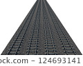 Industrial freight train on railway rails on white background 124693141