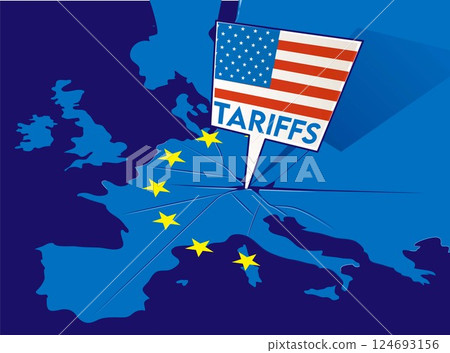 tariffs between the European Union and the United States of America. vector illustration 124693156