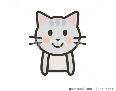 Illustration of a cute cat smiling and facing forward Illustration of a cute cat smiling and facing forward 124693463