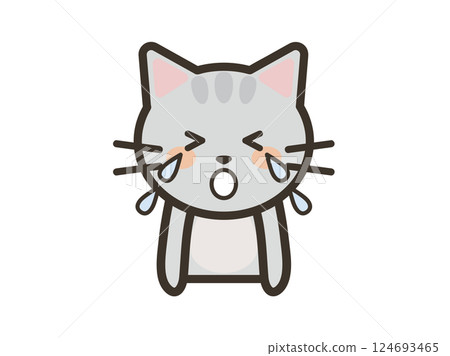 Illustration of a cute cat crying loudly Illustration of a cute cat crying loudly 124693465