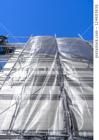 Exterior wall repair work for detached houses, exterior wall, exterior insulation renovation 124693638