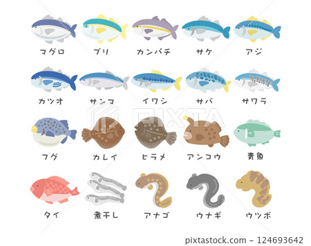 Fish type illustration set Fish type illustration set 124693642