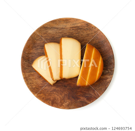 Smoked Round Cheese Isolated, Camel Milk Cheese, Mountain Snack, Sheep Milk Product on White Smoked Round Cheese Isolated, Camel Milk Cheese, Mountain Snack, Sheep Milk Product on White 124693754