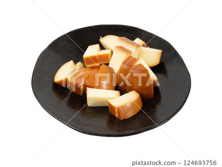 Smoked Round Cheese Isolated, Camel Milk Cheese, Mountain Snack, Sheep Milk Product on White 124693756