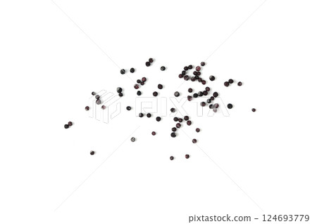 Candy sprinkle pile, round sugar sprinkles, small sweet color confectionery decoration balls 124693779