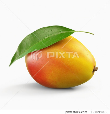 Mango on white background. Fresh fruits. Healthy food concept 124694009