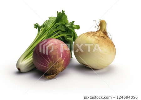 Many kinds of vegetables on white background. Healthy food concept 124694056