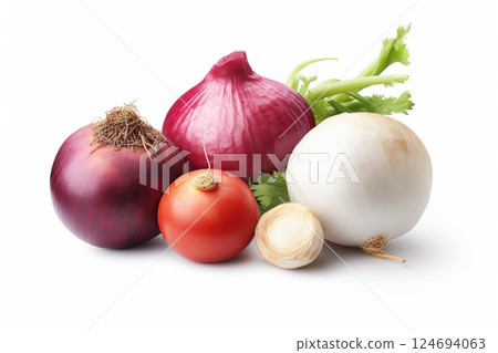 Collection of various vegetables on white background 124694063