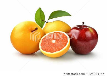 Collection of various fruits on white background 124694144
