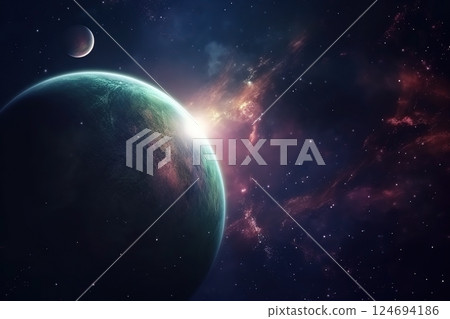 Outer space landscape background. Galaxy wallpaper 124694186