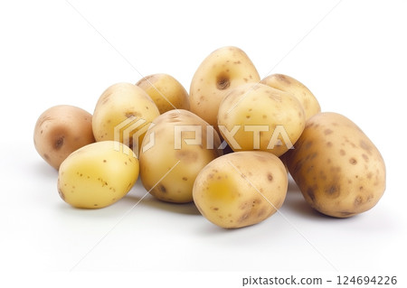 Potatoes on white background. Fresh vegetables. Healthy food concept 124694226