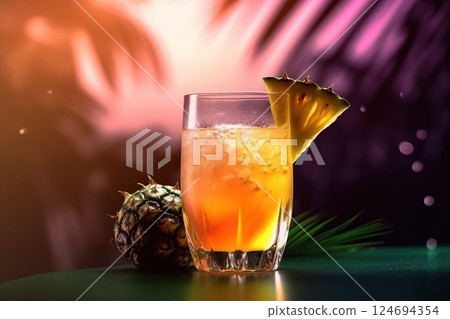 Fresh juice cocktail on the table against summer background Fresh juice cocktail on the table against summer background 124694354