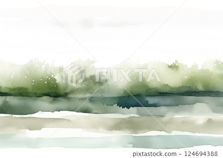 Watercolor neutral minimalist landscape illustration. Invitation, banner, card background Watercolor neutral minimalist landscape illustration. Invitation, banner, card background 124694388