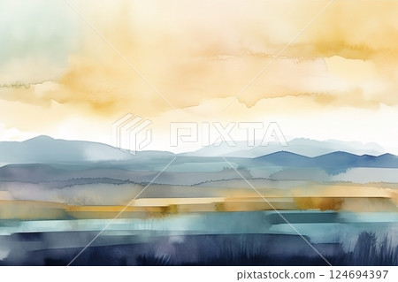 Watercolor neutral minimalist landscape illustration Watercolor neutral minimalist landscape illustration 124694397