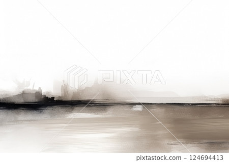 Watercolor neutral minimalist landscape illustration. Invitation, banner, card background 124694413
