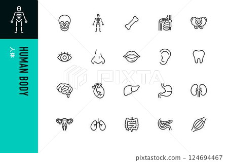 Human body line icon set Human body line icon set 124694467