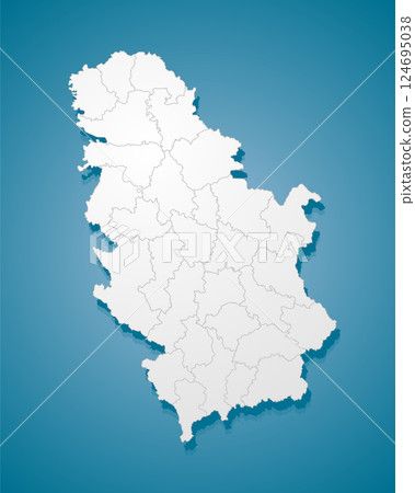 Creative map country Serbia divided on regions 124695038