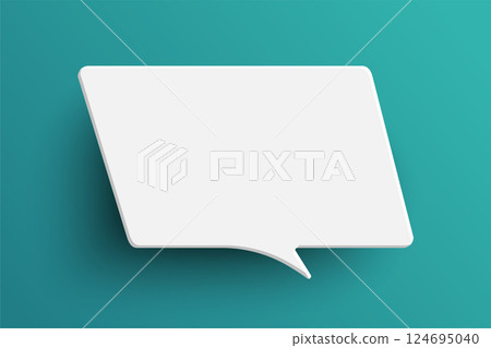 White rectangle speech bubble on green background 124695040