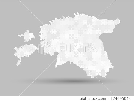 Creative map Estonia from grey puzzle, jigsaw Creative map Estonia from grey puzzle, jigsaw 124695044