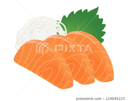 Salmon sashimi illustration material 124695225