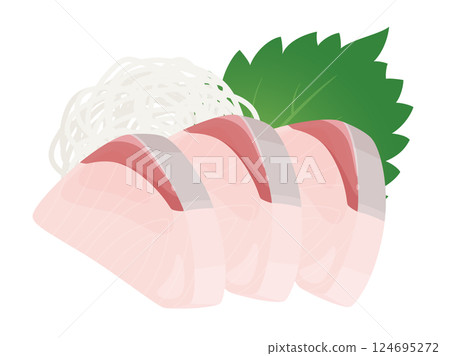 Yellowtail sashimi illustration material Yellowtail sashimi illustration material 124695272