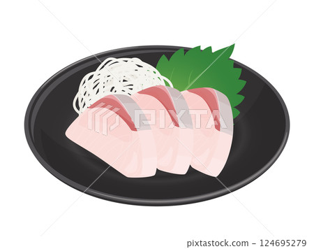 Illustration material of yellowtail sashimi served on a plate Illustration material of yellowtail sashimi served on a plate 124695279