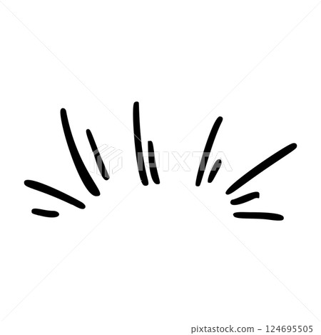 Comic movement lines and expressive shapes with fun graphic effects. Hand-drawn cartoon elements including arrows, marks, and brush strokes. Flat vector illustration isolated on white background. 124695505
