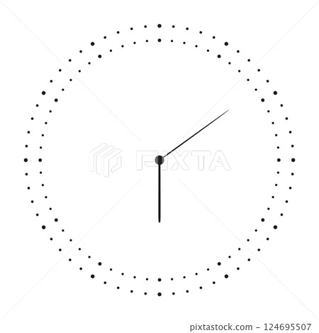 Round clock face with stopwatch dial, time meter scale, speedometer marks, and minimal line icon design. Flat vector illustration isolated on white background. 124695507