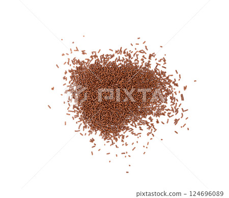 Candy Sprinkle Pile, Donut Chocolate Sprinkles Isolated, Sweet Brown Glaze Decoration, Chocolate Vermicelli Candy Sprinkle Pile, Donut Chocolate Sprinkles Isolated, Sweet Brown Glaze Decoration, Chocolate Vermicelli 124696089