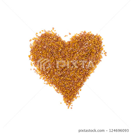 Sugar Sprinkles Pile, Golden Candy Sprinkles, Sweet Brown Flakes Glaze Decoration, Multicolored Crystals 124696093