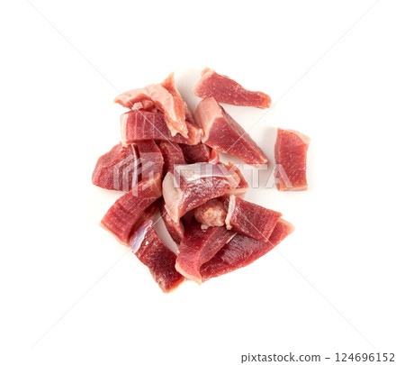 Poultry Offal Isolated, Raw Chicken Stomach, Poultry Giblets, Fresh Turkey Stomach, Chicken Gizzard 124696152