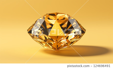 Iridescent crystal light reflections sparkling on gentle yellow minimalist background 124696491