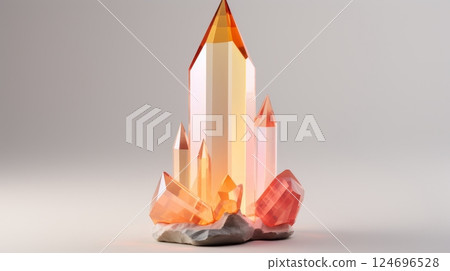 Mineral crystal model on gradient background   educational aid for geology students 124696528