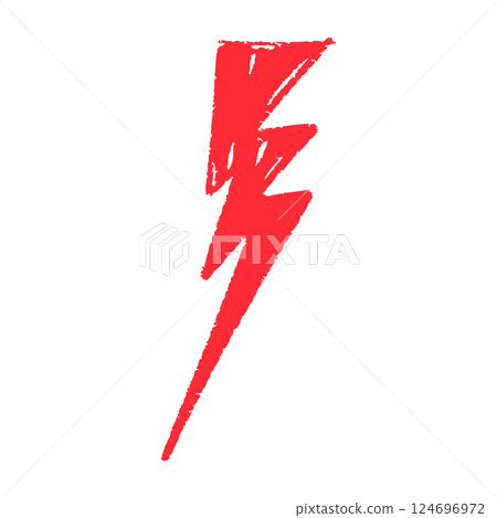 Red Hand-drawn doodle elements lightning, thunderbolt sketchy crayon scribble style with rock vibe. Flat vector illustration isolated on white background. Red Hand-drawn doodle elements lightning, thunderbolt sketchy crayon scribble style with rock vibe. Flat vector illustration isolated on white background. 124696972