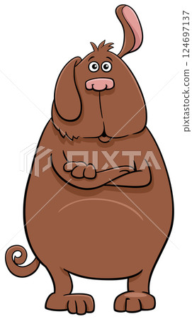 funny cartoon brown dog animal character listening 124697137