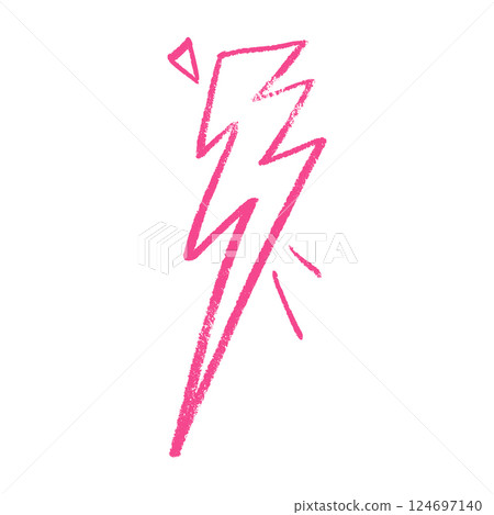 Pink outline Lightning drawn electric energy flash. Hand-sketched thunder bolt doodle icon. Flat vector illustration isolated Pink outline Lightning drawn electric energy flash. Hand-sketched thunder bolt doodle icon. Flat vector illustration isolated 124697140