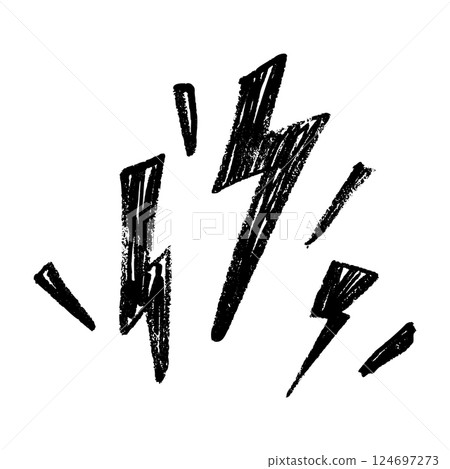 lightning thunderbolt with power outline. Electric flash energy. Flat vector illustration isolated on white background. 124697273