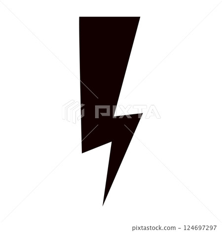 Thunder hand style comic energy flash. Drawn lightning bolt electric icon. Flat vector illustration isolated on white background. 124697297