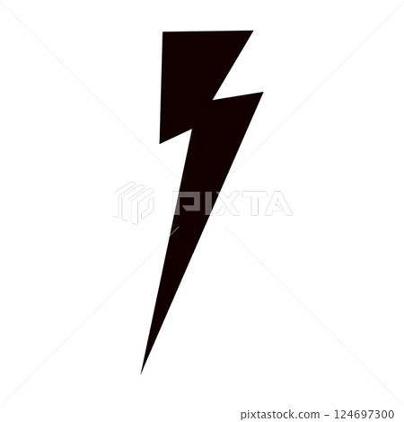 Thunder hand style comic energy flash. Drawn lightning bolt electric icon. Flat vector illustration isolated on white background. 124697300